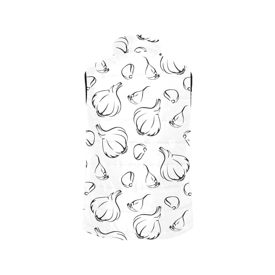 Garlic pattern black white Women's Padded Vest