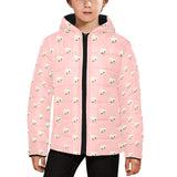 Cute hamster cheese pattern pink background Kids' Boys' Girls' Padded Hooded Jacket