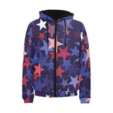 Red blue star pattern Men's Padded Hooded Jacket