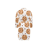 chocolate chip cookie pattern Men's Long Sleeve Belted Night Robe