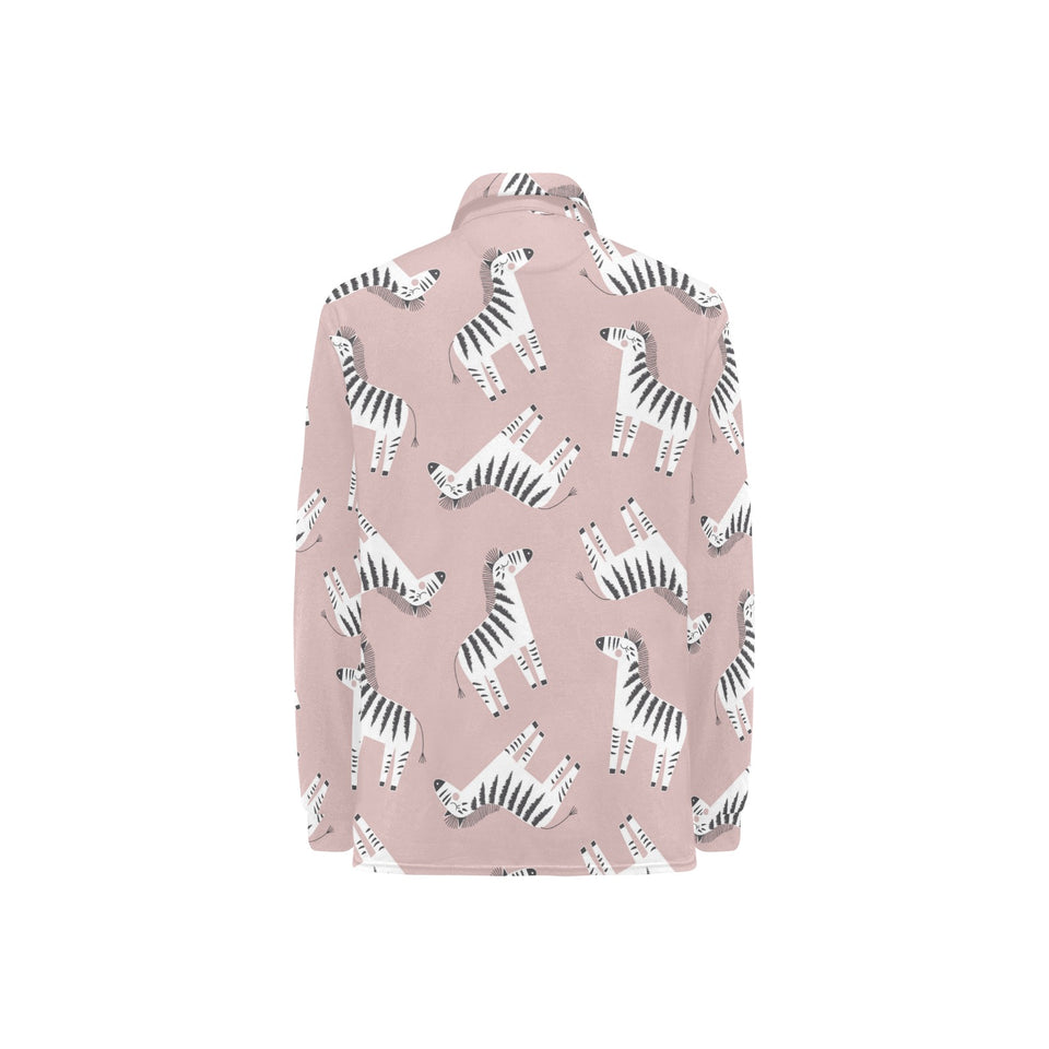Cute zebra pattern Women's Long Sleeve Polo Shirt