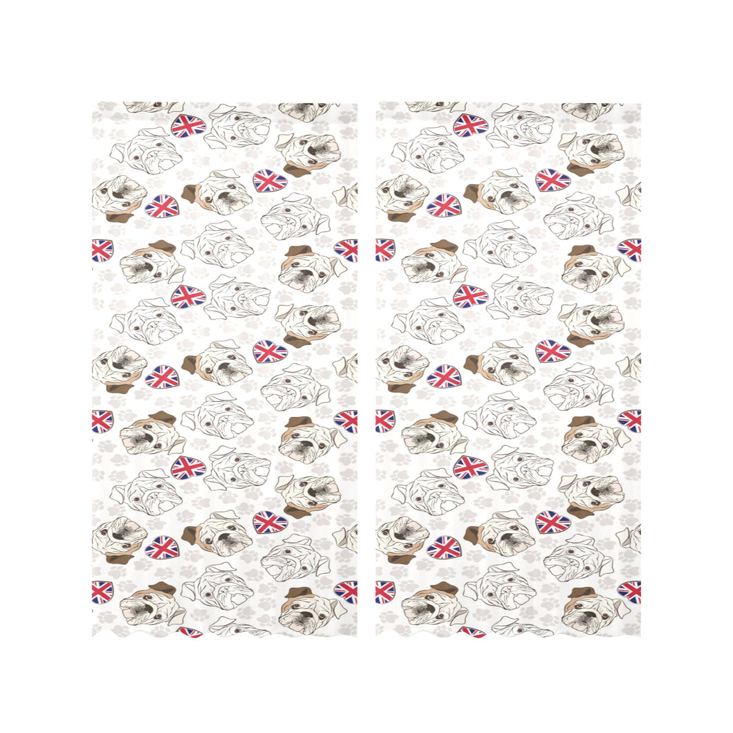English Bulldog Pattern Print Design 01 Gauze Curtain