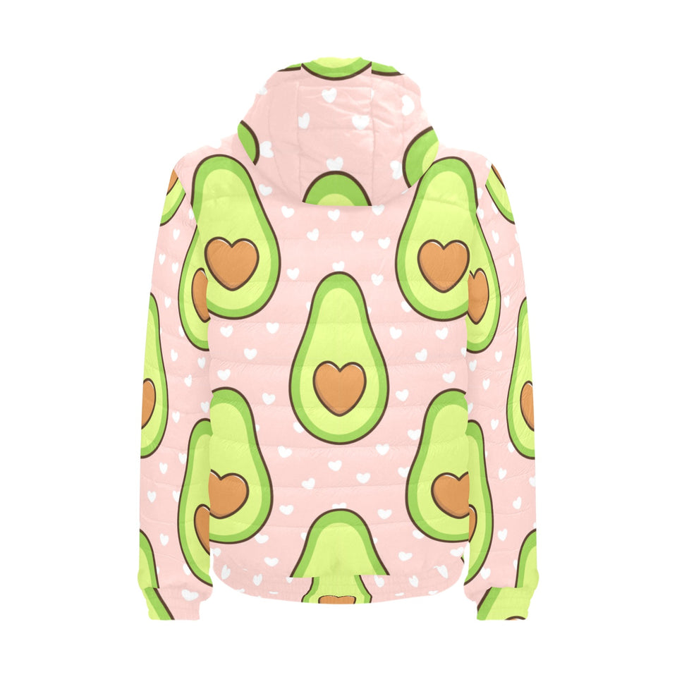 Avocado heart pink background Men's Padded Hooded Jacket