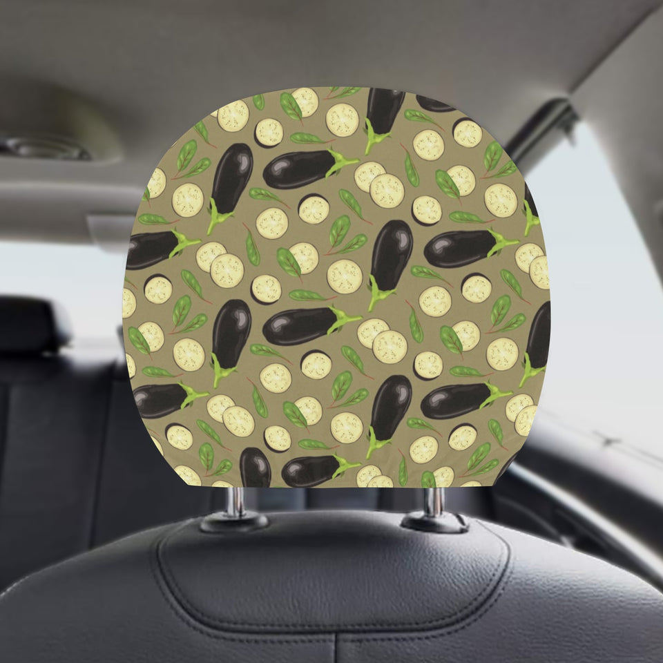 Eggplant Pattern Print Design 02 Car Headrest Cover