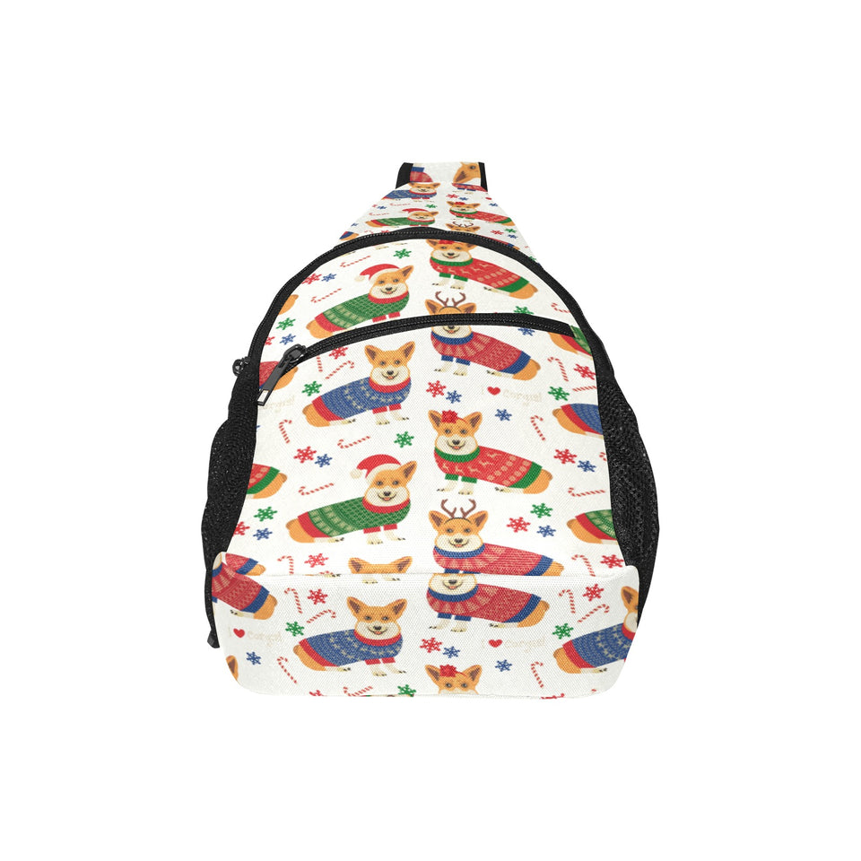 Corgi Christmas Pattern All Over Print Chest Bag