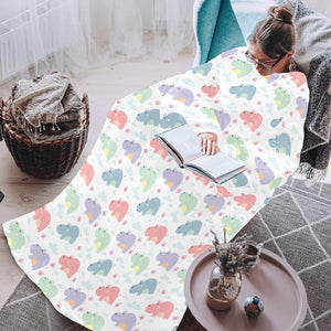 Hippopotamus Pattern Print Design 03 Blanket Robe with Sleeves