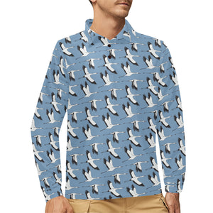 Seagull Pattern Print Design 04 Men's Long Sleeve Polo Shirt