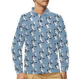 Seagull Pattern Print Design 04 Men's Long Sleeve Polo Shirt