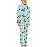 Horses running horses rider pattern Women's Long Pajama Set