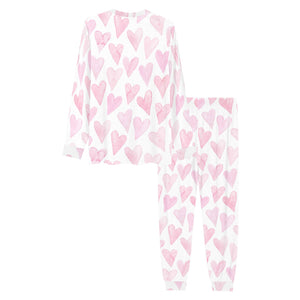 Watercolor pink heart pattern Men's All Over Print Pajama