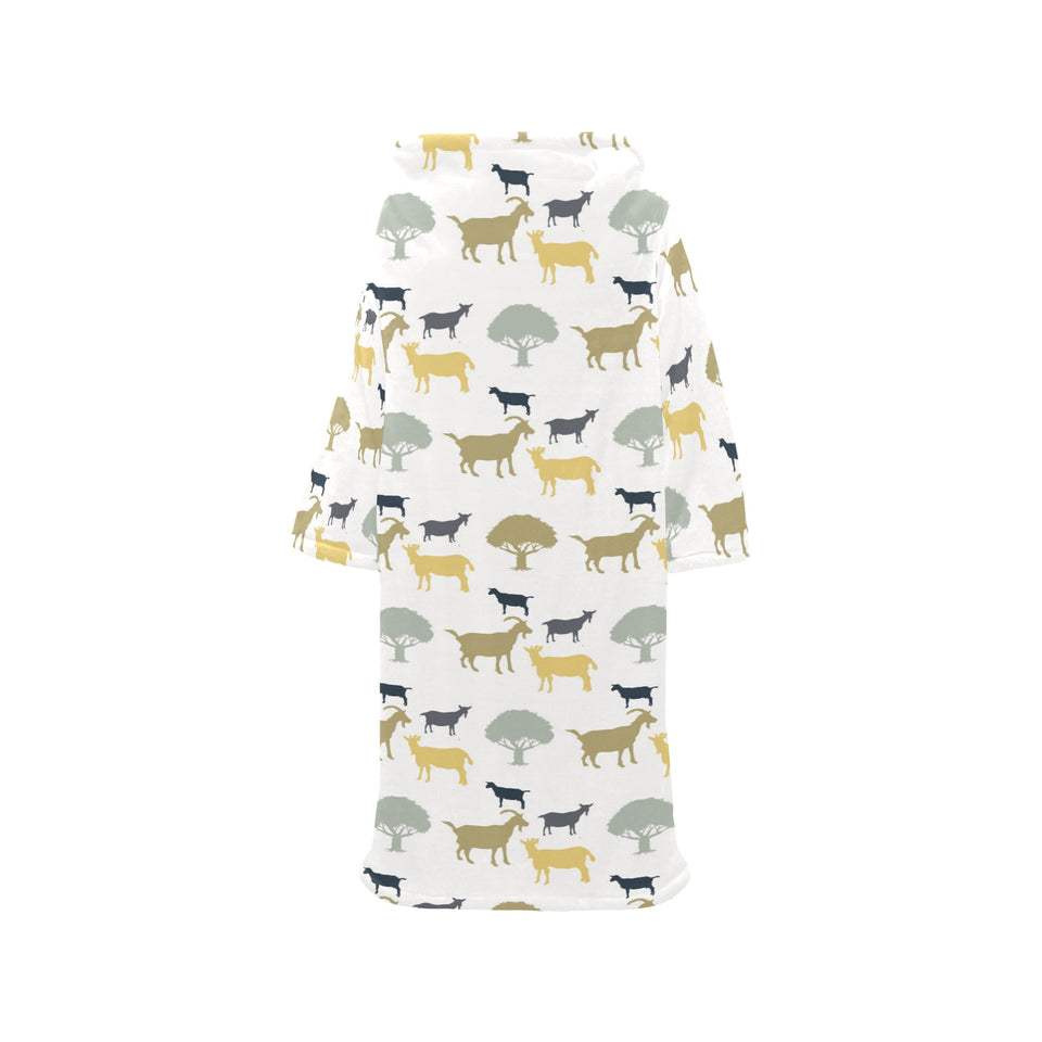 Silhouettes of goat and tree pattern Blanket Robe with Sleeves