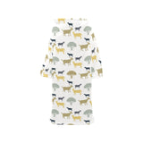 Silhouettes of goat and tree pattern Blanket Robe with Sleeves