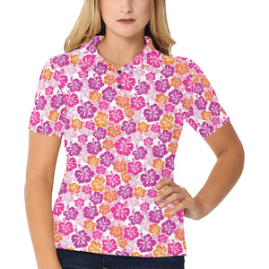 Hibiscus Pattern Print Design 01 Women's All Over Print Polo Shirt