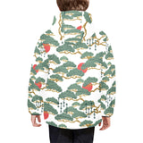 Bonsai red sun japanese pattern Kids' Boys' Girls' Padded Hooded Jacket