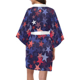 Red blue star pattern Women's Short Kimono Robe
