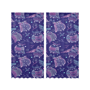 Cute owls pattern boho style ornament Gauze Curtain