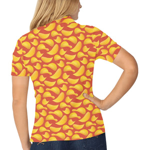 Potato Chips Pattern Print Design 05 Women's All Over Print Polo Shirt