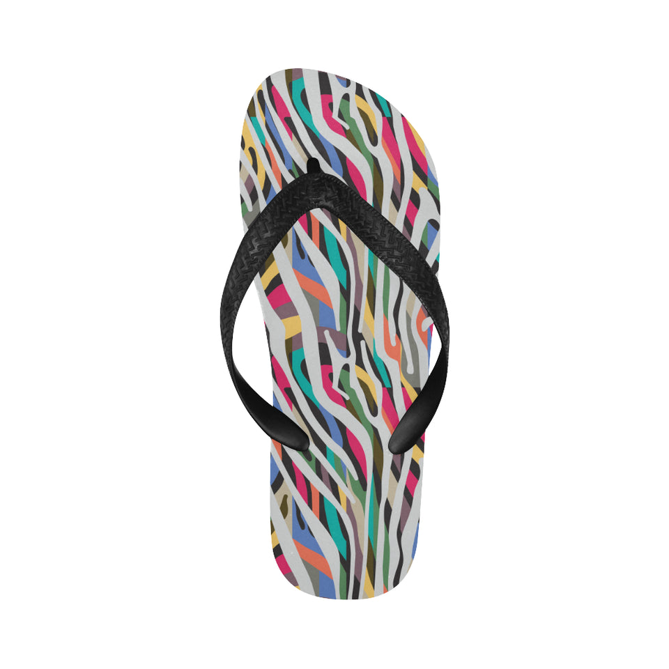 Colorful zebra skin pattern Unisex Flip Flops