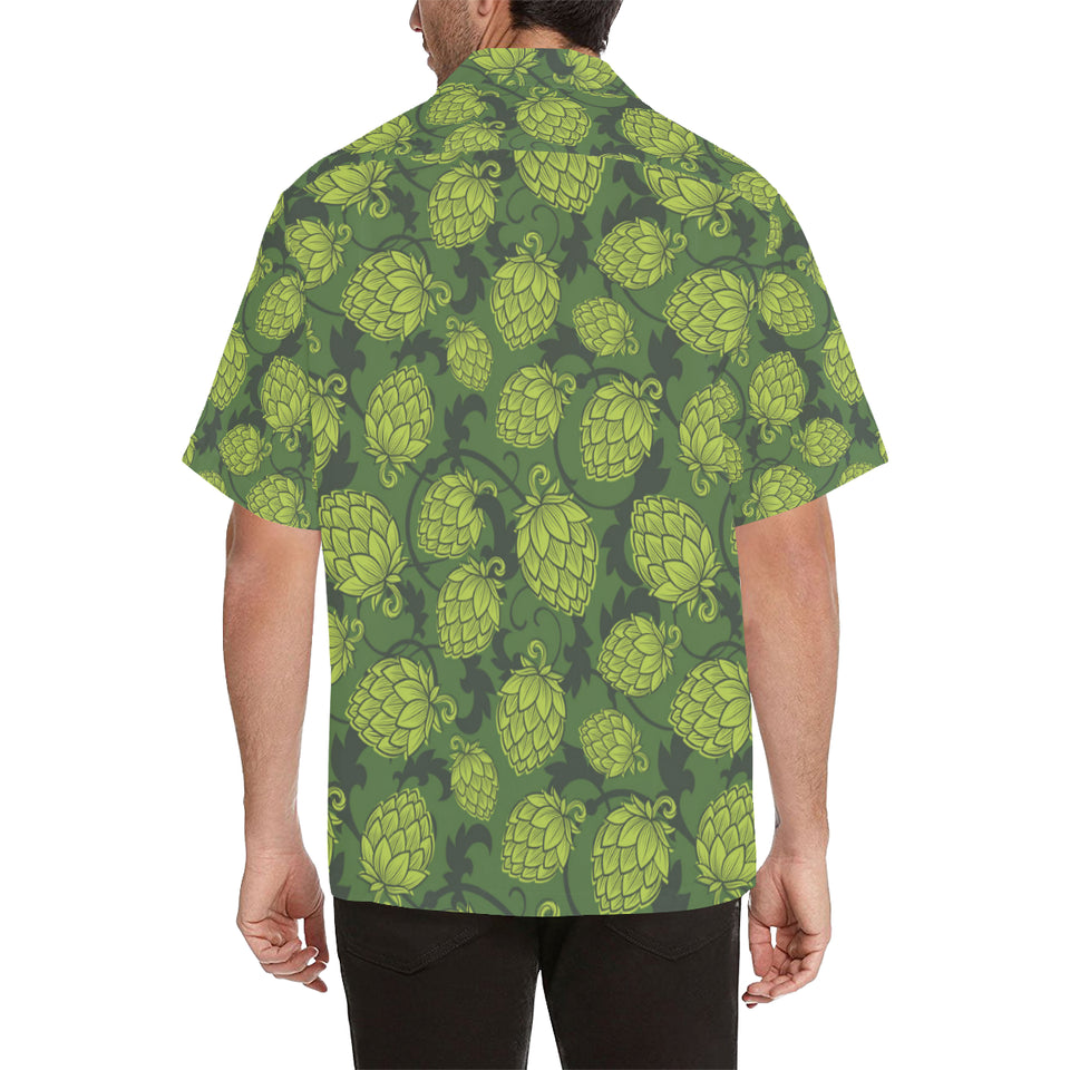 Hop pattern Hop cone background Men's All Over Print Hawaiian Shirt