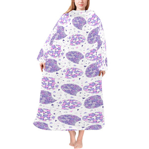 Hedgehog Pattern Print Design 05 Blanket Robe with Sleeves