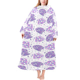 Hedgehog Pattern Print Design 05 Blanket Robe with Sleeves