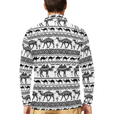 Camel polynesian tribal pattern Men's Long Sleeve Polo Shirt