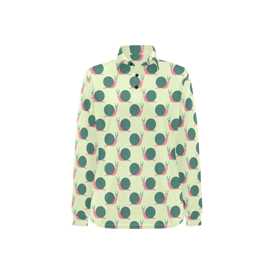 Snail Pattern Print Design 04 Women's Long Sleeve Polo Shirt