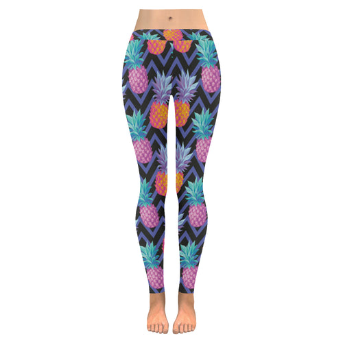 Pineapples pattern zigzag background Women's Legging Fulfilled In US