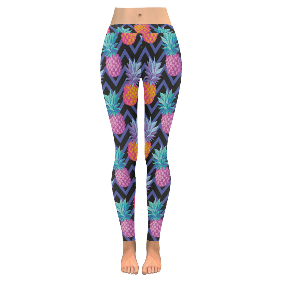Pineapples pattern zigzag background Women's Legging Fulfilled In US