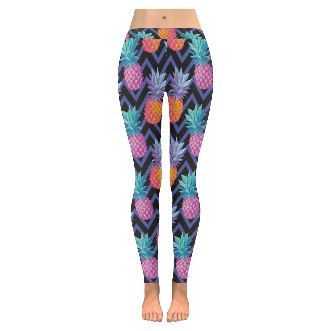 Pineapples pattern zigzag background Women's Legging Fulfilled In US