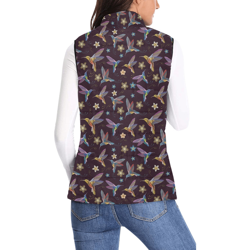 Hummingbird Pattern Print Design 04 Women's Padded Vest