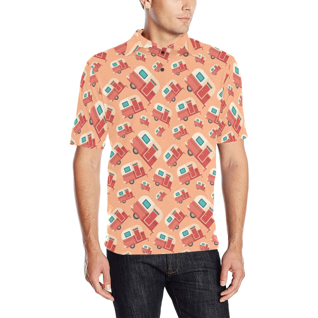 Camper Van Pattern Print Design 03 Men's All Over Print Polo Shirt
