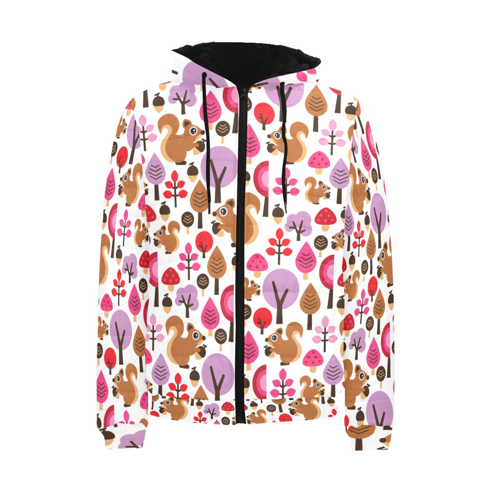 Squirrel Pattern Print Design 02 Men's Padded Hooded Jacket