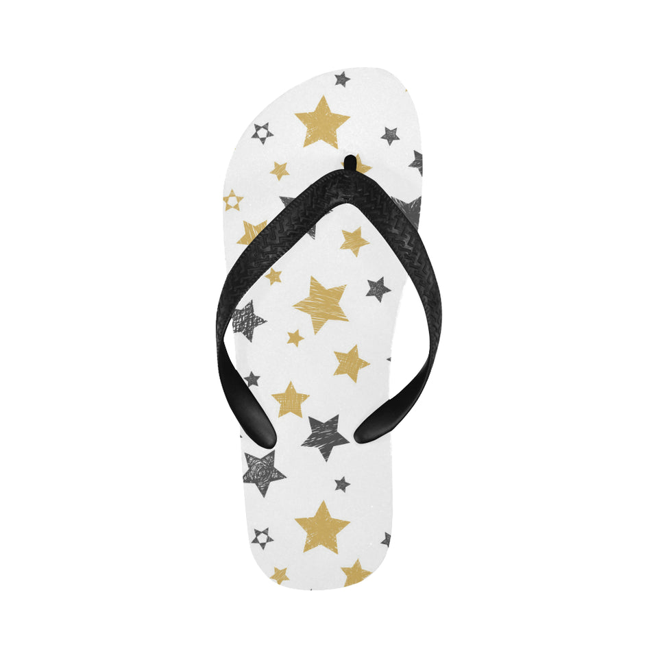 hand drawn gold black star pattern Unisex Flip Flops