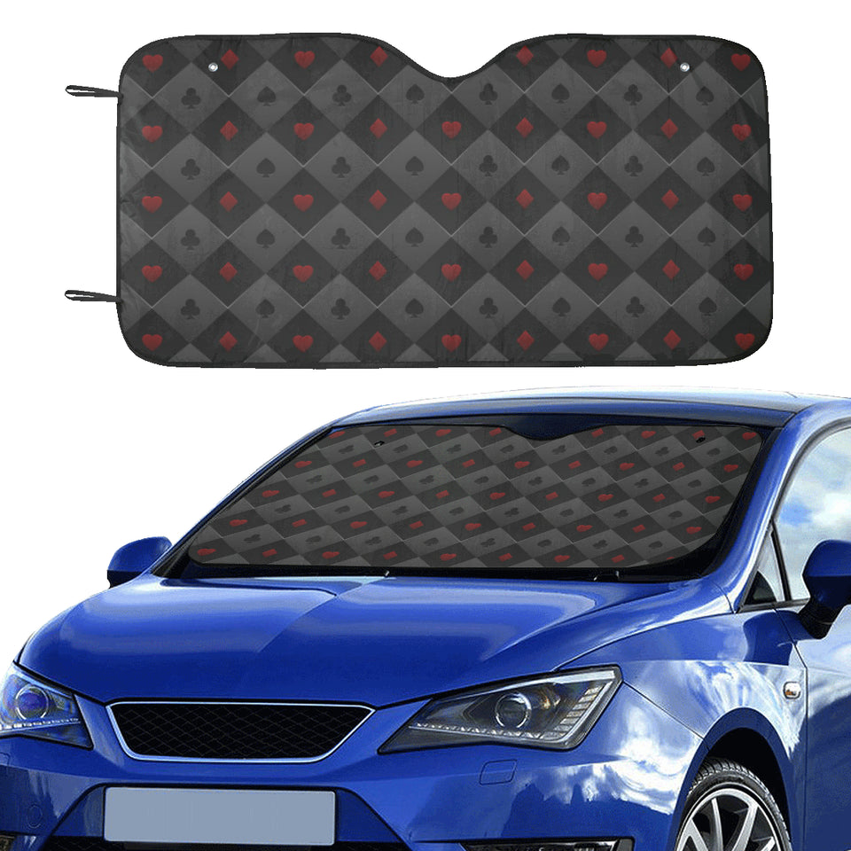 Casino Cards Suits Pattern Print Design 05 Car Sun Shade