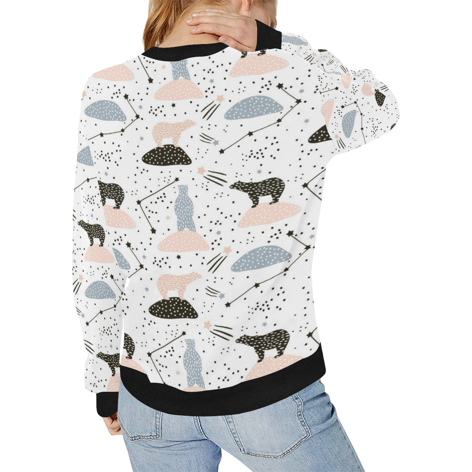 Polar bears star poka dot pattern Women's Crew Neck Sweatshirt