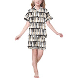 Piano Pattern Print Design 04 Kids' Boys' Girls' V-Neck Short Pajama Set