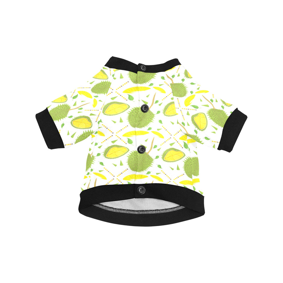 Durian pattern background All Over Print Pet Dog Round Neck Fuzzy Shirt