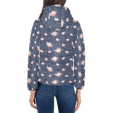 Tea pots Pattern Print Design 04 Women's Padded Hooded Jacket