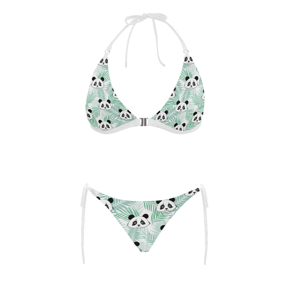 Panda pattern tropical leaves background Sexy Bikinis Two-Piece Swimsuits