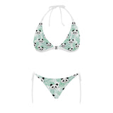 Panda pattern tropical leaves background Sexy Bikinis Two-Piece Swimsuits
