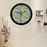 Colorful moon pattern Elegant Black Wall Clock