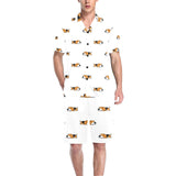 Cute beagle dog sleeping pattern Men's V-Neck Short Pajama Set