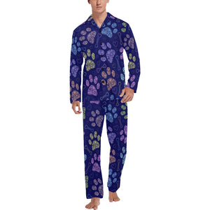 Dog Paws Pattern Print Design 02 Men's Long Pajama Set