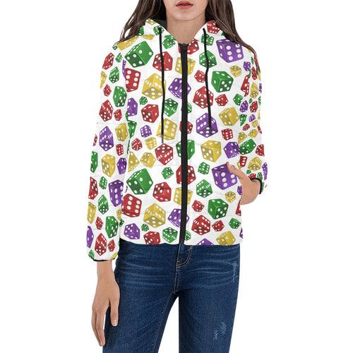Dice Pattern Print Design 03 Women's Padded Hooded Jacket