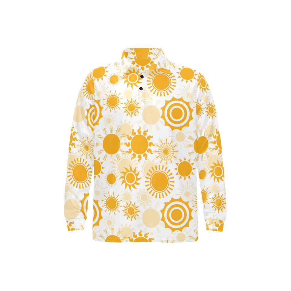 Sun design pattern Men's Long Sleeve Polo Shirt