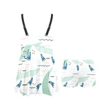 Crocodile diver pattern Chest Sexy Pleated Two Piece Swim Dress