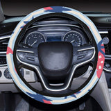 Strawberry pattern blue lines background Car Steering Wheel Cover
