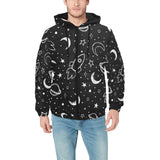 Hand drawn space rocket star planet Men's Padded Hooded Jacket