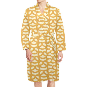 Pretzels Pattern Print Design 01 Men's Long Sleeve Belted Night Robe